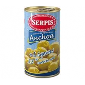 SERPIS aceitunas rellenas de anchoa ligeras 350 grs